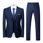 Men 3 Piece Solid Suit 2 button Closure