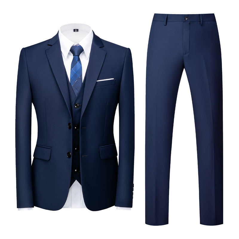Men 3 Piece Solid Suit 2 button Closure