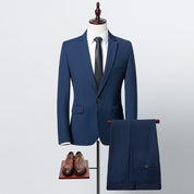 Men's 2 Piece Solid Suits in Grey Blue Red Black