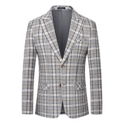Men's Plaid Blazer Two Buttons in Yellow Red Green
