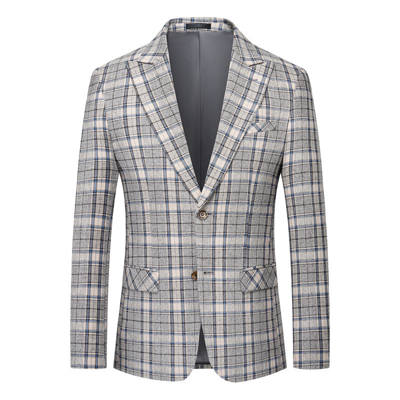 Men's Plaid Blazer Two Buttons in Yellow Red Green