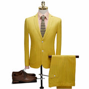 Mens 2 Piece Suit Stylish Slim Fit Pinstriped Tuxedos For Wedding Prom Groomsmen Dinner Party