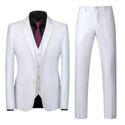Men 3 Piece Solid Suit 2 button Closure