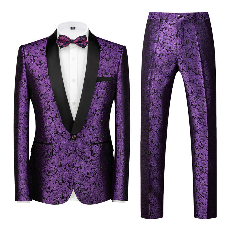 Men's 2 Piece Paisley Tuxedo with Shawl Collar