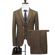 Mens Pinstripe Suit Slim Fit Prom Wedding Tuxedos Formal Dress Pants Suits