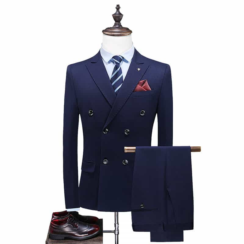 Men's 3 Piece Double BreastedSuit Solid Tuxedos Slim Fit Jacket & Pants & Waistcoat