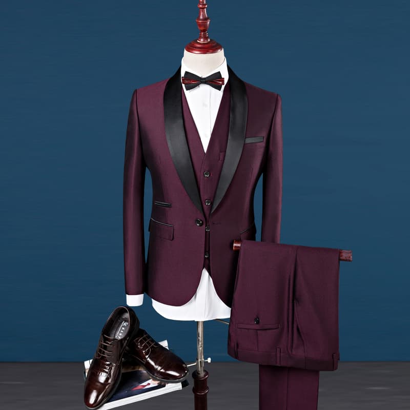 Mens 3 Piece Wedding Tuxedo in 3 Colors