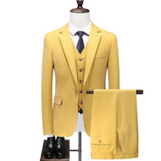 Men's Solid Yellow 3 Piece Suit