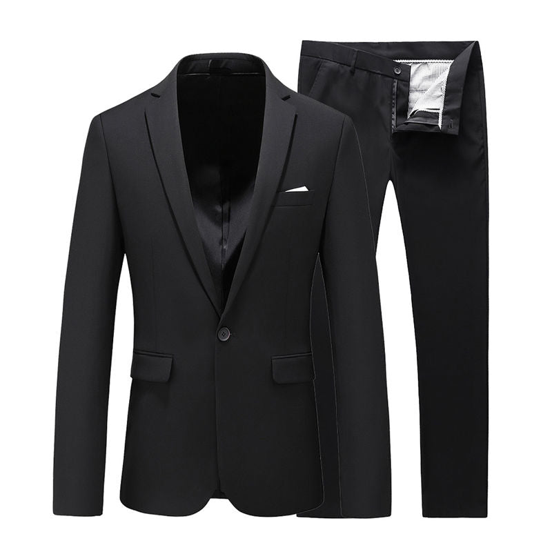 Men 2 Piece Suit One Button in Solid Black White Navy Grey