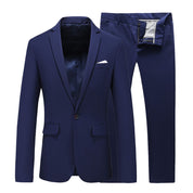 Men 2 Piece Suit One Button in Solid Black White Navy Grey