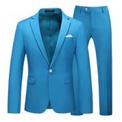 Men 2 Piece Suit One Button with 4 Blue Colors