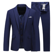 Men's 3 Piece Suit One Button Closure with White Blue Grey Yellow Orange 10 Solid Colors