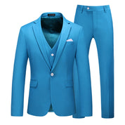 Men's 3 Piece Suit One Button Closure with White Blue Grey Yellow Orange 10 Solid Colors