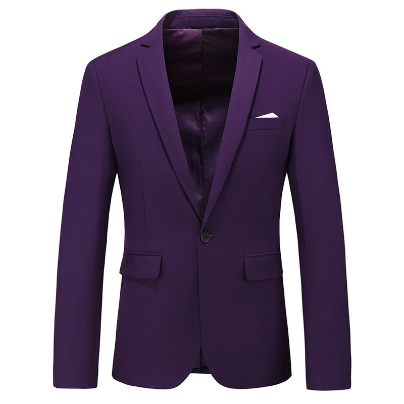 Men's Blazer Coat in Solid 8 Colors with One Button Closure