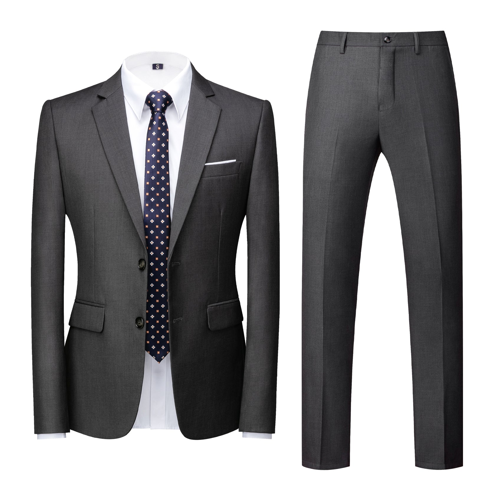 Men 2 Piece Solid Suit in 8 Colors 2 Button Closure