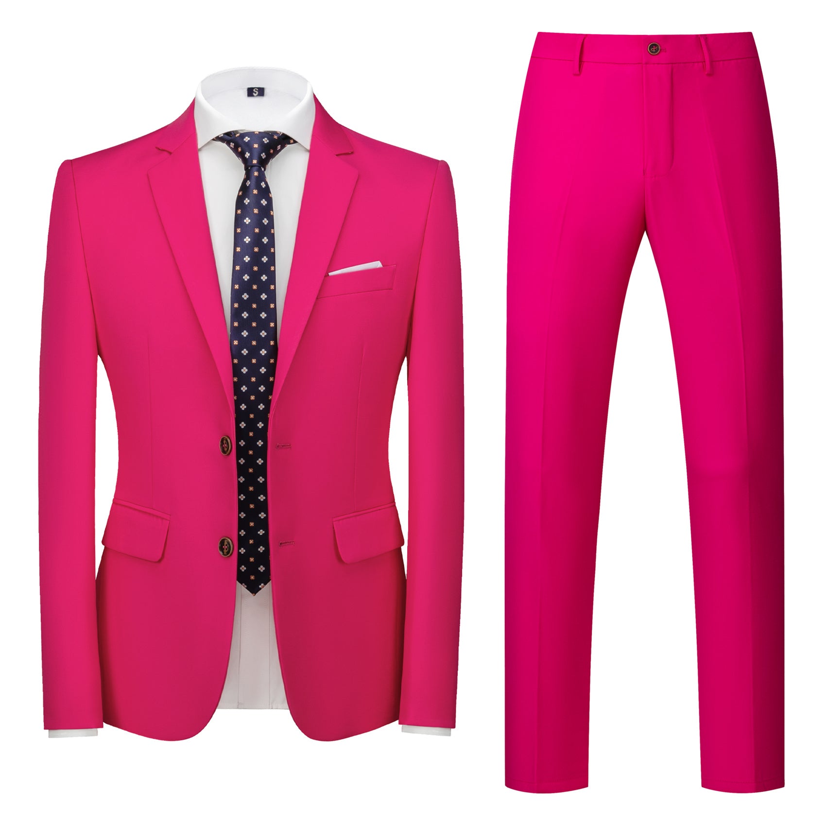 Men 2 Piece Solid Suit in 8 Colors 2 Button Closure