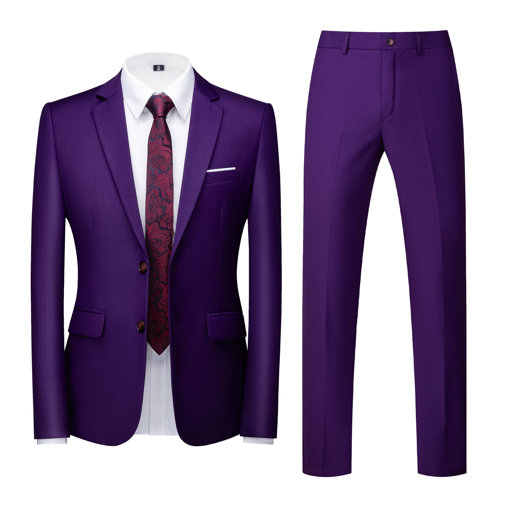 Men 2 Piece Solid Suit in 8 Colors 2 Button Closure