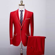Mens 2 Piece Elegant Suit in White & Red