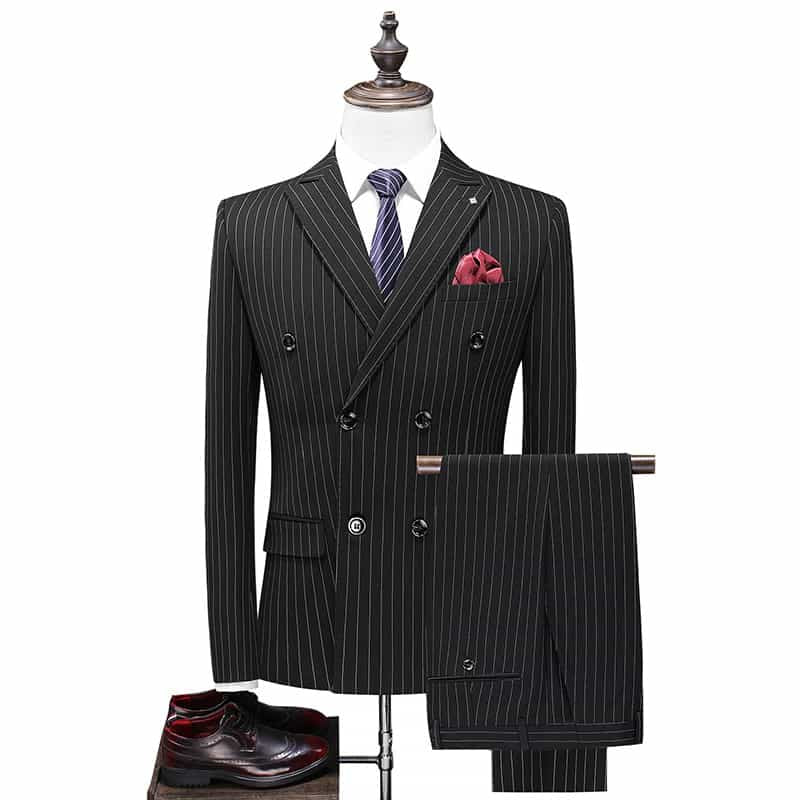 Mens Double Breasted Pinstripe 2 Piece Suit