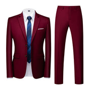 Men 2 Piece Solid Suit in 8 Colors 2 Button Closure