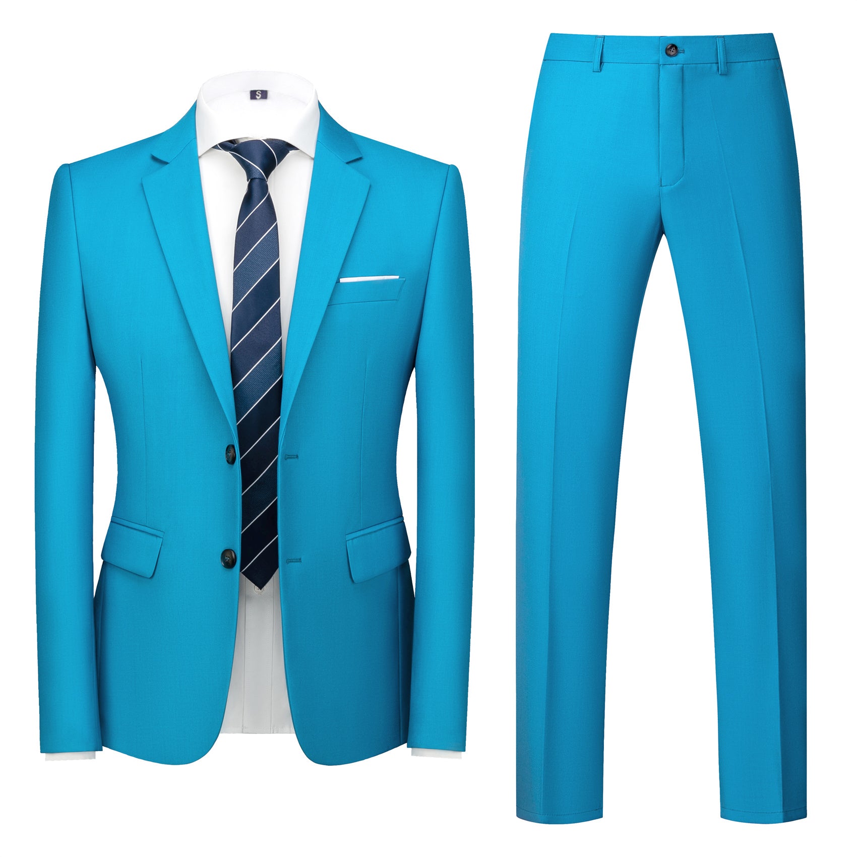 Men 2 Piece Solid Suit in 8 Colors 2 Button Closure