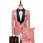 Men's 2 Piece Slim Fit Printed Suits One Button
