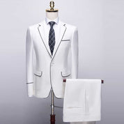 Mens 2 Piece Elegant Suit in White & Red