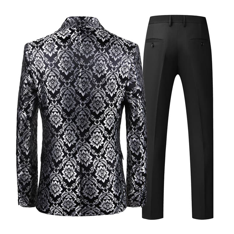 Men's 2 Piece Suit One Button Silver