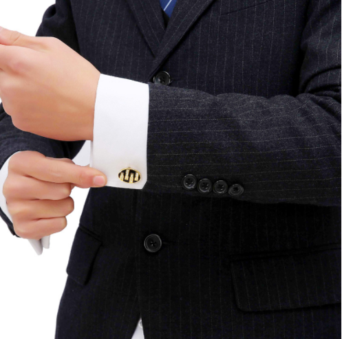Oval Diamond-set Gold French Cufflinks