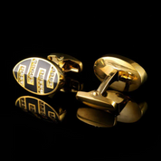 Oval Diamond-set Gold French Cufflinks