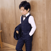 Boys 5 Piece Plaid Suit Formal Presentation Dress Set