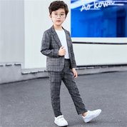 Boys 4 Piece Grey Casual Suit Children Performance Piano Dress