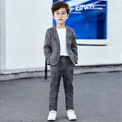 Boys 4 Piece Grey Casual Suit Children Performance Piano Dress