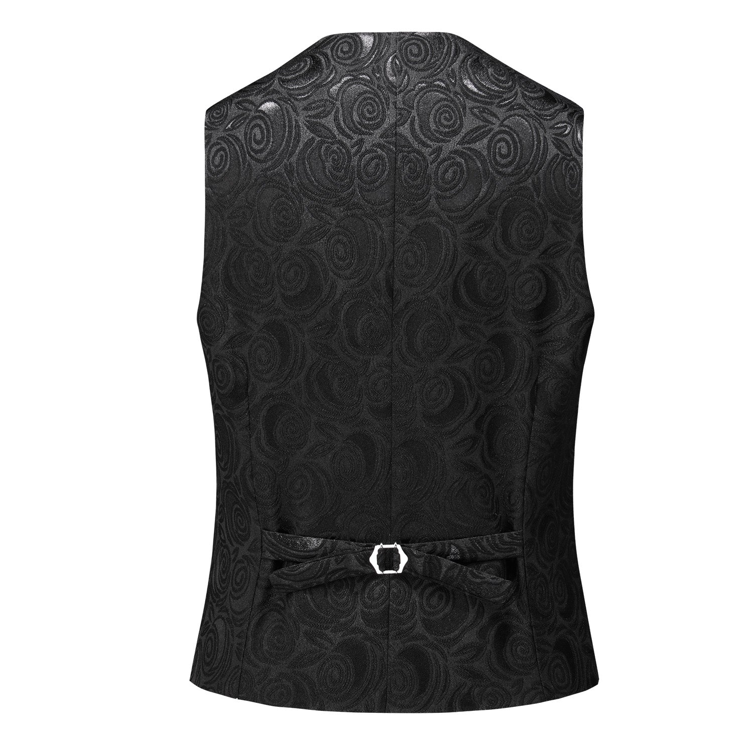 Mens Embroidered Vest Slim Fit  Jacquard Black White Waistcoat For Prom Groomsman Wedding