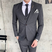 Men's 3 Piece Pinstripe Tuxedo for Wedding Prom Business