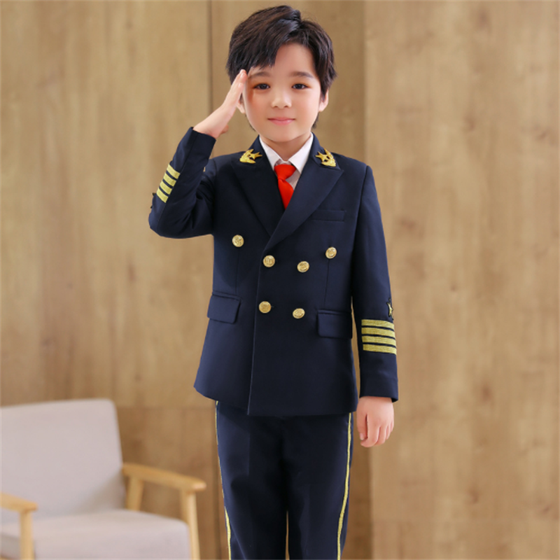Boys 5 Piece Suit Captain Uniform Pilot Performance Suit