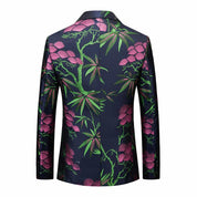 Men's Slim Fit Floral Printed Sports Coat One Button in Pink