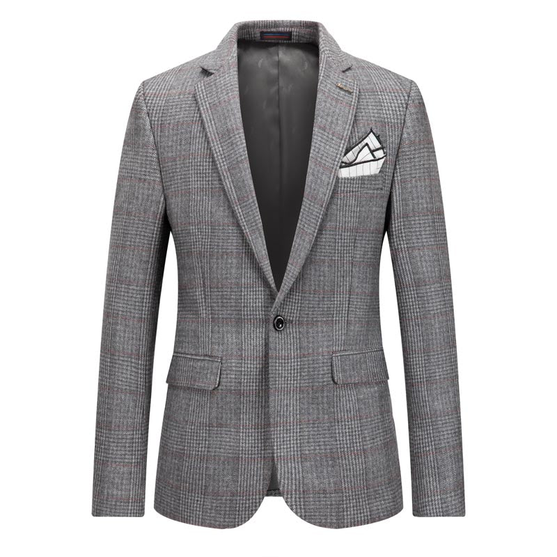 Men's Plaid Blazer One Button
