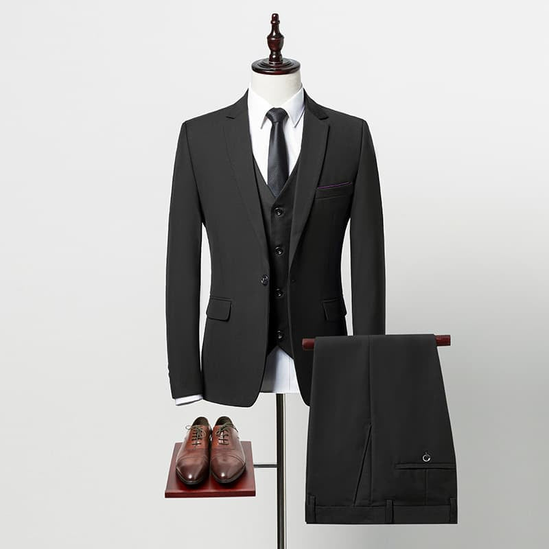 Men's 3 Piece Solid Suit in 4 Colors One Button