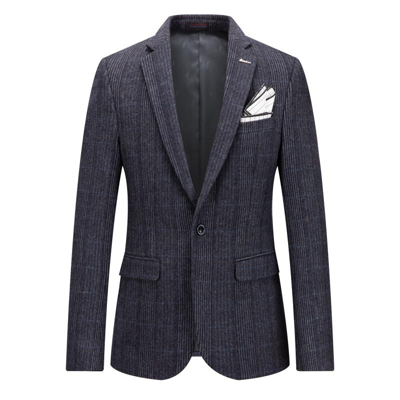 Men's Plaid Blazer One Button