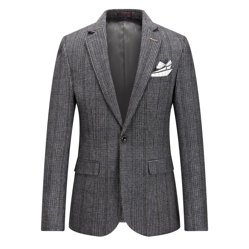 Men's Plaid Blazer One Button