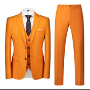 Men 3 Piece Solid Suit 2 button Closure