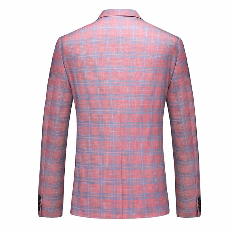 Men's 3 Piece Pink Plaid Suit For Party