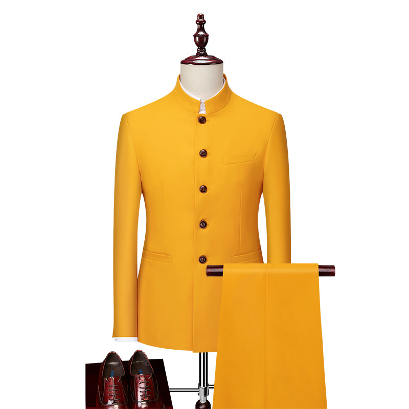 Men's 2 Piece Stand Collar Tang Suit in 6 Colors