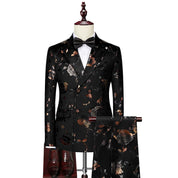 Men's 2 Pieces Double Breasted Floral Suit Jacket
