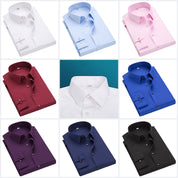 Men's Dress Shirt Wrinkle-Resistant Solid Slim Fit Long-Sleeve Formal For Prom Wedding Business
