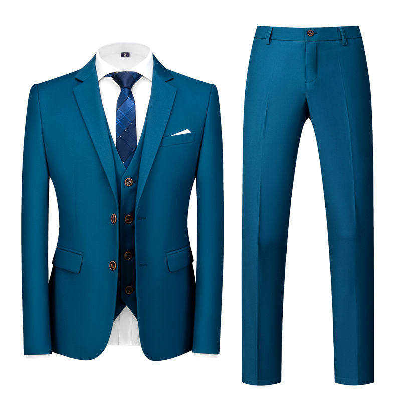 Men 3 Piece Solid Suit 2 button Closure