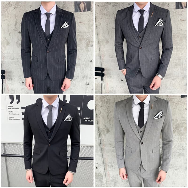 Men's 3 Piece Pinstripe Tuxedo for Wedding Prom Business