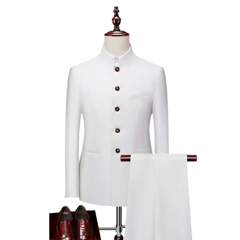 Men's 2 Piece Stand Collar Tang Suit in 6 Colors
