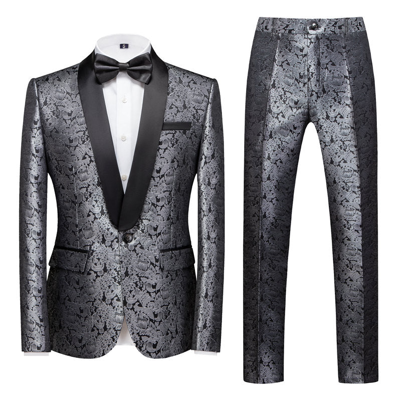 Men's 2 Piece Paisley Tuxedo with Shawl Collar